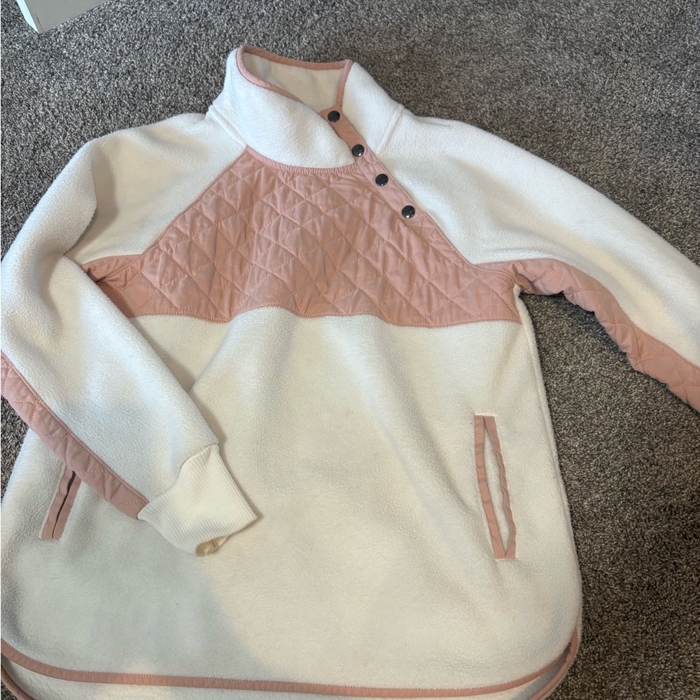 Abercrombie & Fitch Pink and Cream Cowl Neck Sweater